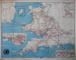 Poster GWR MAP OF THE SYSTEM with GWR roundel. Quad Royal 40in x 50in. In very good condition.