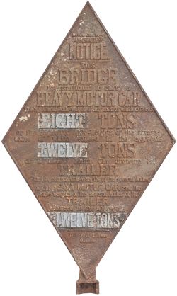 Taff Vale Railway cast iron Bridge Restriction sign re MOTOR CAR ACTS etc complete with all three