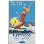 Poster BR(M) FLEETWOOD LANCASHIRE'S FAMILY RESORT by Caswell published in 1955. Double Royal 25in