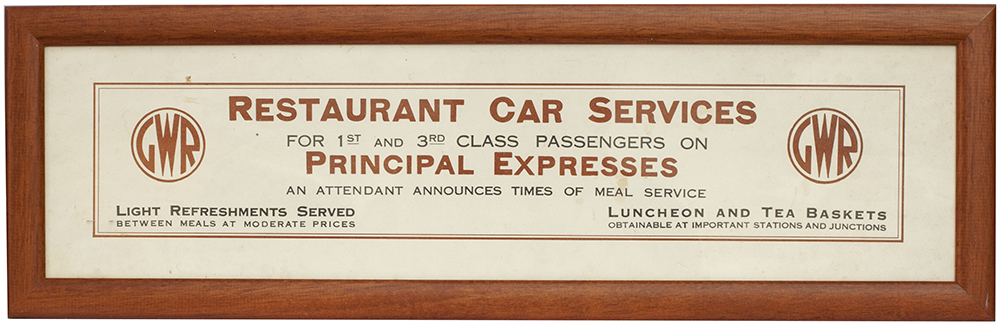 Great Western Railway carriage print RESTAURANT CAR SERVICES FOR 1ST AND 3RD CLASS PASSENGERS ON