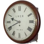 Great Northern Railway 12 inch mahogany cased English fusee railway clock supplied by John Smiths of