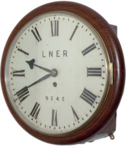 Great Northern Railway 12 inch mahogany cased English fusee railway clock supplied by John Smiths of