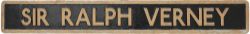 Nameplate SIR RALPH VERNEY ex Metropolitan Railway 1200 Hp electric locomotive number 3 Built in