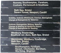 British Railways platform indicator boards x19, mostly from Salisbury. Locations include; Bath