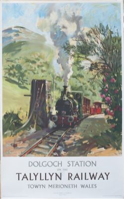 Poster DOLGOCH STATION ON THE TALYLLYN RAILWAY by Terence Cuneo. Double Royal 25in x 40in issued