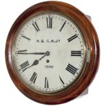 Midland and Great Northern Railway 12 inch mahogany cased English fusee railway clock supplied by