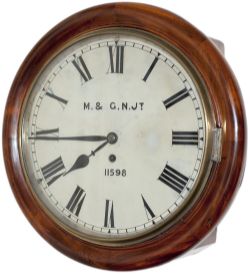 Midland and Great Northern Railway 12 inch mahogany cased English fusee railway clock supplied by