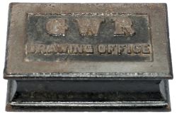 GWR cast iron paperweight GWR DRAWING OFFICE, ex Swindon Works. In excellent condition measuring 4in