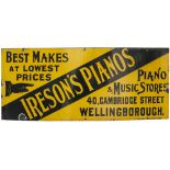 Advertising enamel sign IRESON'S PIANOS BEST MAKERS AT LOWEST PRICES PIANO & MUSIC STORES 40