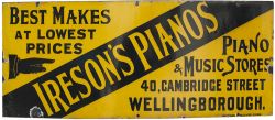 Advertising enamel sign IRESON'S PIANOS BEST MAKERS AT LOWEST PRICES PIANO & MUSIC STORES 40
