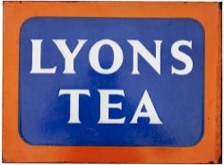 Advertising enamel sign LYONS TEA, double sided with wall mounting flange. Both sides in very good