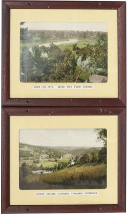 GWR pre-war Photochrom colour-tinted panel Carriage Panels x 2 ROSS ON WYE, RIVER WYE FROM PARADE