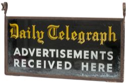 Advertising glass hanging sign DAILY TELEGRAPH ADVERTISEMENTS RECEIVED HERE. Double sided with