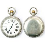 SECR nickel cased Guards watch by The Waltham Watch Company. Nickel plated brass lever movement