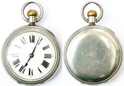 SECR nickel cased Guards watch by The Waltham Watch Company. Nickel plated brass lever movement