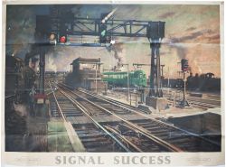 Poster BR SIGNAL SUCCESS by Terence Cuneo, a view of Norwood Junction signal box. Quad Royal 50in