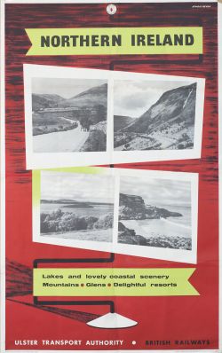 Poster BR/UTA NORTHERN IRELAND LAKES AND LOVELY COASTAL SCENERY by Studio Severn. Double Royal