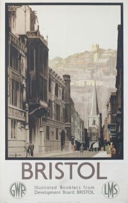 Poster GWR/LMS BRISTOL by Claude Buckle. Double Royal 25in x 40in. In very good condition with minor