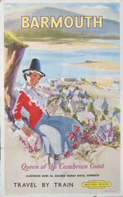 Poster BR BARMOUTH QUEEN OF THE CAMBRIAN COAST by Henry Stringer. Double Royal 25in x 40in. In