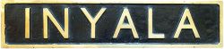 Nameplate INYALA ex LNER Thompson B1 4-6-0 61016 built at Darlington in January 1947. Allocated