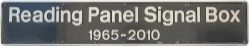 Nameplate READING PANEL SIGNAL BOX 1965 - 2010 ex High Speed Train class 43 43142. Named 31/08/