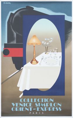 Poster VSOE VENICE SIMPLON ORIENT EXPRESS PARIS by Fix Masseau 1982. A wonderful, art-deco image