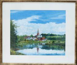 Original Gouache painting ROSS ON WYE by Richard Ward circa 1965. Produced as possible artwork for a