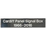 Nameplate CARDIFF PANEL SIGNAL BOX 1966 - 2016 ex High Speed Train class 43 43141. Built at Crewe in