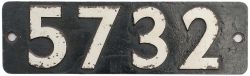 Smokebox numberplate 5732 ex GWR Collett 0-6-0 PT built by The North British Locomotive Company in