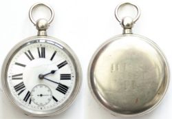 Hull and Barnsley Railway nickel cased pocket watch with A M Waltham Co key wound and key set