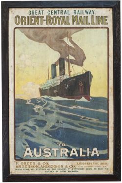 Poster GREAT CENTRAL RAILWAY ORIENT - ROYAL MAIL LINE TO AUSTRALIA. Double Royal 25in x 40in.