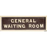 GWR wood with cast iron letters double sided sign GENERAL WAITING ROOM. In nicely restored condition