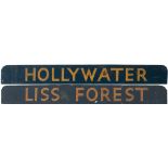 Longmoor Military Railway wooden carriage board HOLLYWATER-LISS FOREST. In very good original