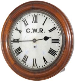 Barry Railway 12in oak cased railway clock with a chain driven English fusee movement. The