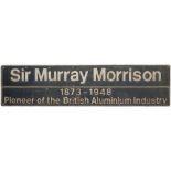 Nameplate SIR MURRAY MORRISON PIONEER OF THE BRITISH ALUMINIUM INDUSTRY ex BR class 37 37423.