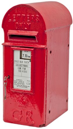 Cast iron post box, lamp box type, George V with crown pre 1928. Complete with enamel door plates