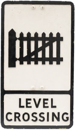 Motoring road sign LEVEL CROSSING (gated). Cast aluminium complete with two original mounting