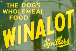 Advertising enamel sign SPILLERS WINALOT THE DOG'S WHOLEMEAL FOOD. In excellent condition with one