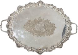 Large silverplate tray engraved to the top PRESENTED TO MR GEORGE HOWFIELD BY THE LOCOMOTIVE