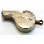 Midland and South Western Junction Railway brass Guards whistle stamped on the side M&SWJRY and on