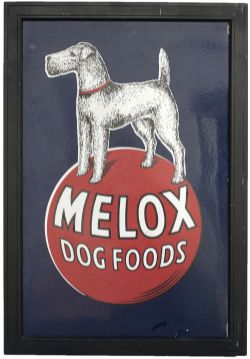 Advertising enamel sign MELLOX DOG FOODS. In very good condition with some restoration around the