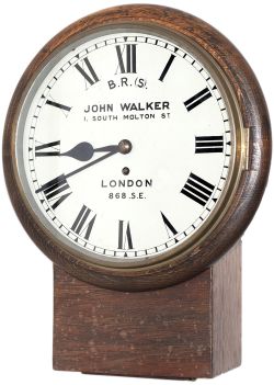 South Eastern Railway 12in dial oak cased drop dial railway clock with a chain driven English