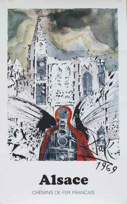 Poster SNCF ALSACE by Salvador Dali 1969, dated SNCF 1970. Double Royal 25in x 40in. In excellent