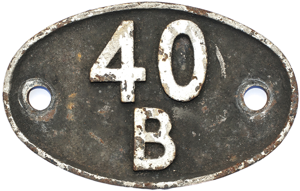 Shedplate 40B Immingham 1950-1973. In as removed condition.
