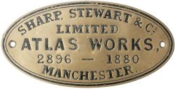 Worksplate SHARP STEWART & CO LIMITED ATLAS WORKS MANCHESTER 2896 1880 ex Tarragona, Barcelona &