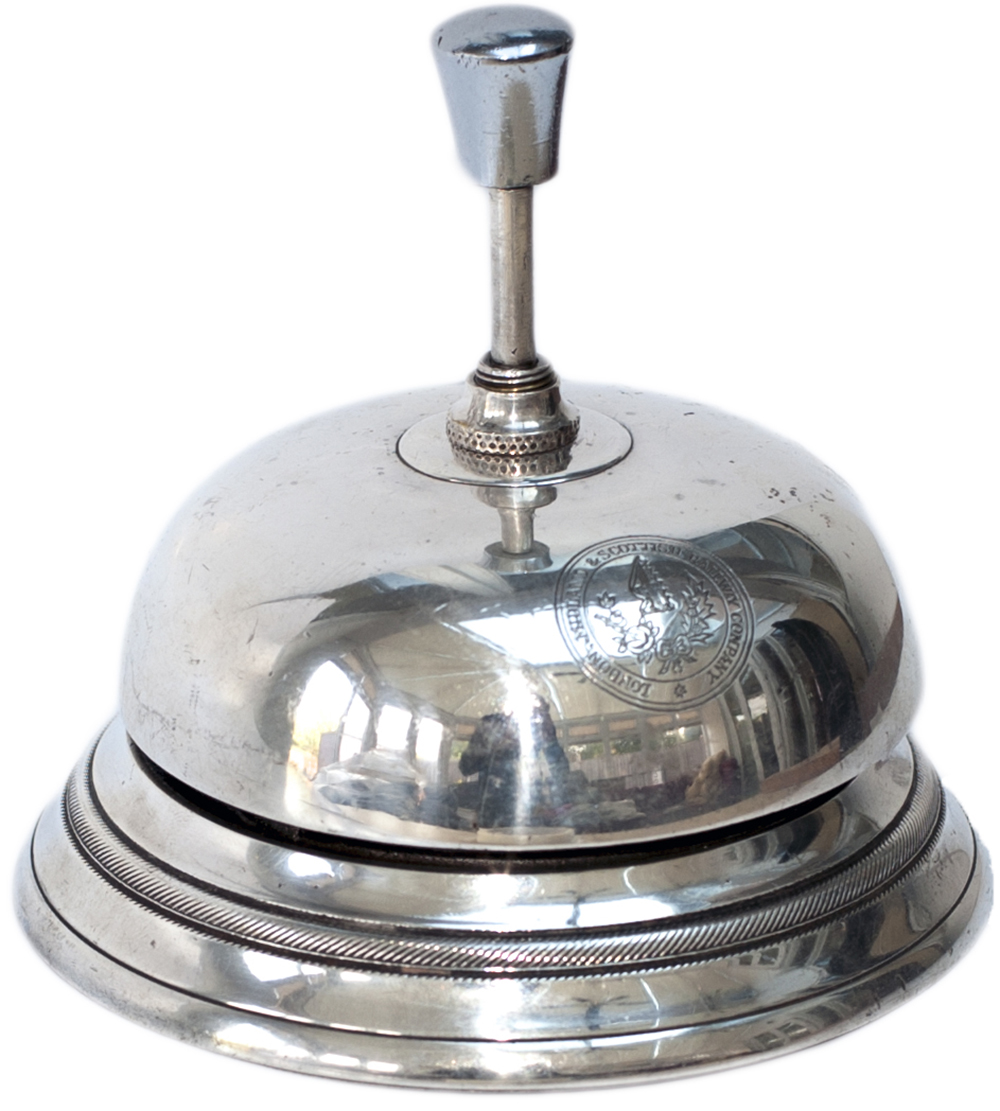 LMS hotels silver plated reception bell with full Coat Of Arms London Midland & Scottish Railway