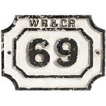 West Riding and Grimsby Railway cast iron viaduct plate WR & GR 69. In original condition measures