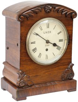 Great Eastern Railway 6in dial mahogany cased bracket railway clock with a chain driven English