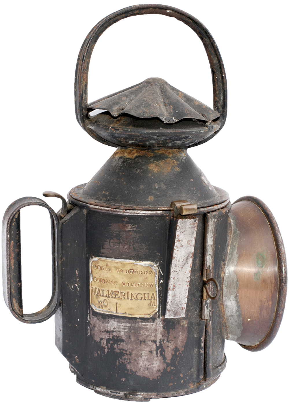 GNR 3 Aspect large pattern handlamp brass plated on the side GREAT NORTHERN RAILWAY COMPANY
