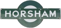 Southern Railway enamel target sign HORSHAM from the former London Brighton and South Coast